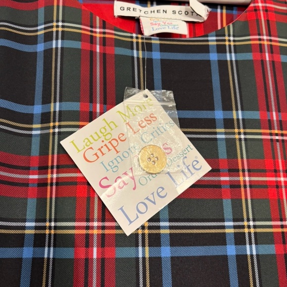 Gretchen Scott Tartan Plaid Button Up Dress Size L NWT - Picture 8 of 9